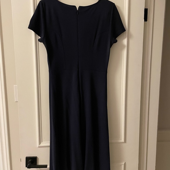 Jaeger London navy blue fit and flare midi dress - Picture 4 of 8